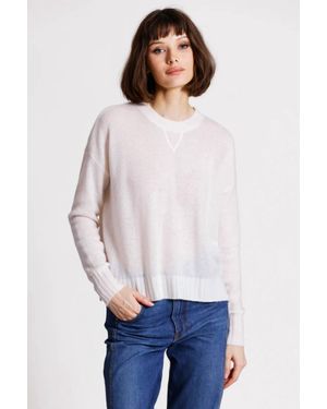 Minnie Rose Cashmere Sport Crewneck Sweater - White