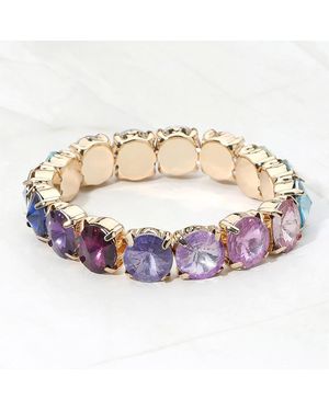 Fashnzfab Secret Box_Faceted Round Stone Stretch Bracelet - Metallic