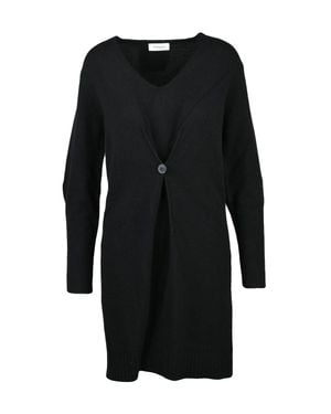 Kangra Knit Dress With V-Neckline And Buttoned Cuffs - Black