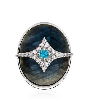 Ross-Simons Labradorite, Zircon And Swiss Topaz Overlay Ring - Metallic