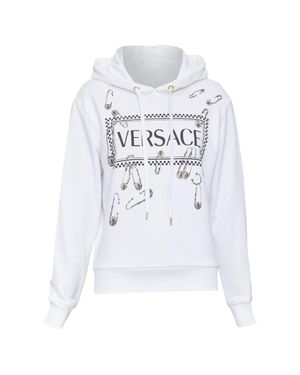 Versace Safety Pin Logo Graphic Sweatshirt - White