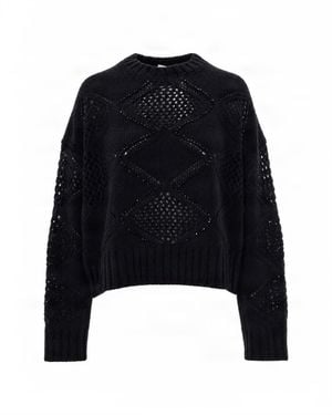 Liu Jo Diamond Argyle Knit Wool-Blend Sweater - Black