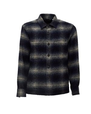 Xacus Moon Textured Plaid Casual Shirt - Blue