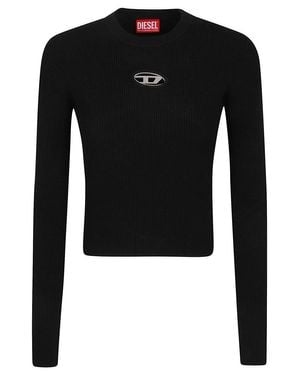 DIESEL Cropped Top With Ribbed Texture - Black