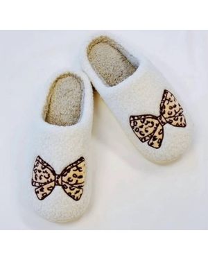 Gaby Cozy Cheetah Bow Slippers - Metallic