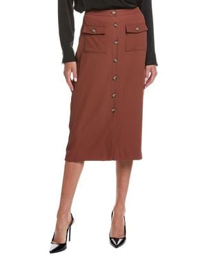 Laundry by Shelli Segal Button Front Midi Skirt - Red