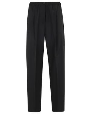 Seventy Wool Elastic-Waistband Wool Straight-Leg Pants - Black