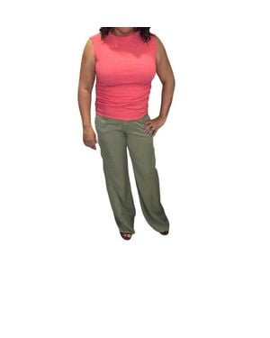 Risen High Rise Wide Leg Tencel Cargo Pants - Red