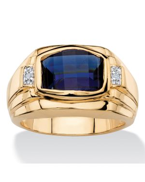 Palmbeach Jewelry 2.77 Tcw Created Sapphire And Diamond Accent 18K-Plated Ring - Blue