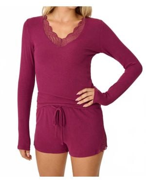 Pj Salvage Sweet Dreams Bordeaux Long Sleeve Top - Purple