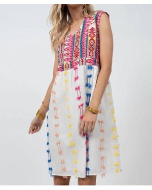 Ivy Jane Sleeveless Embroidered Dress - White