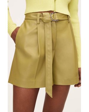 Rebecca Taylor Vegan Leather Belted Short - Green