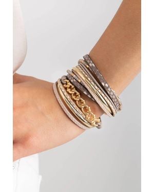 Saachi Jule Chunky Chain Leather Bracelet - Natural