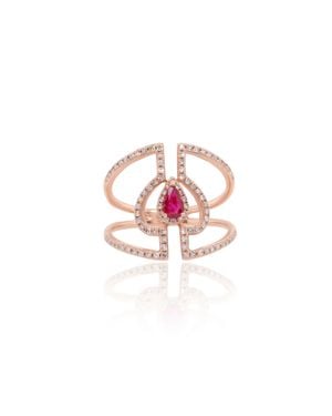 Diana M. Jewels 14Ktr Ring Scd0.34 Rb 0.21 3.39Gm 93St - Red
