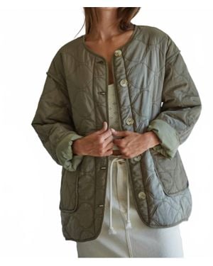By Together Woven Nylon Quilted Jacket - Green
