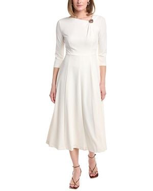 Anne Klein A-Line Midi Crepe Dress - White