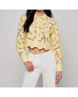 L'Agence Seychelle Cropped Eyelet Blouse - Natural