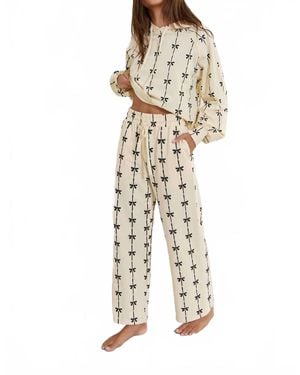 Bucketlist Bow Print Terry Jogger - Natural