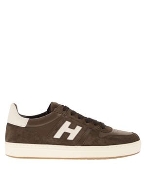 Hogan Lace-Up Sneakers With Iconic 'H' Logo And Elevated Sole - Brown