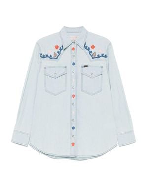 Filson Light Cotton Shirt With Front Press-Stud Fastening - Blue