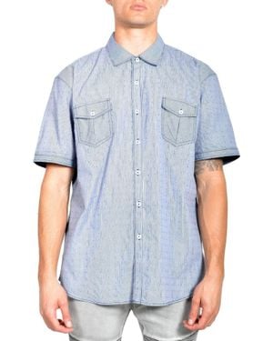 TRUEDAMES Casual Short Sleeve Patterned Shirts - Blue