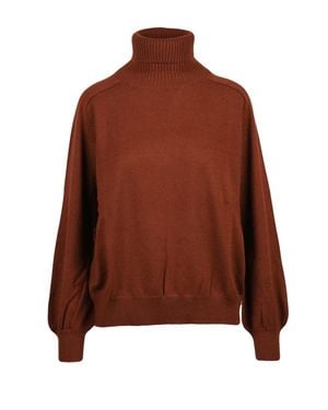 Ballantyne Cashmere Turtleneck Sweater With High Ribbed Collar - Brown