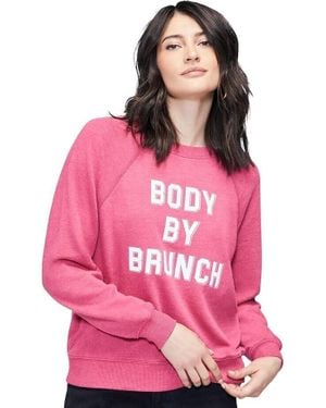 Wildfox Body By Brunch Sweatshirt Cotton Raglan Sleeve Jdm1021 - Pink