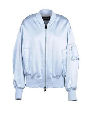 Dondup Light Polyester Elastane Satin Bomber Jacket - Blue
