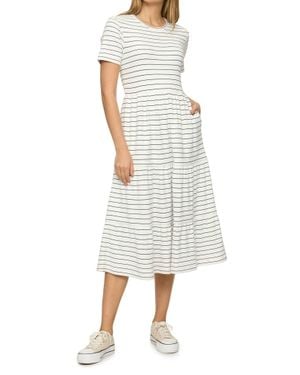 Flag & Anthem Ashby Short Sleeve Tiered Stripe Midi Dress - White
