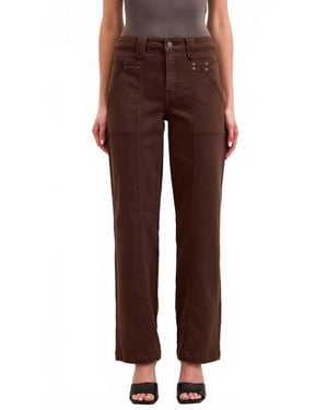 Hidden Jeans Ella Mid Rise Classic Straight Jeans - Brown