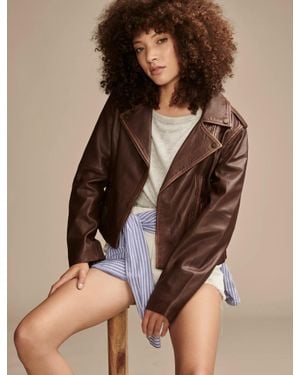 Lucky Brand Classic Leather Moto Jacket - Brown