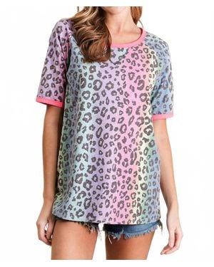Bibi Leopard Raglan Sleeve Top - Multicolor