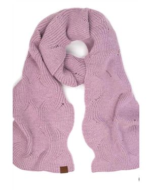 Cc Brioche Cable Pattern Sequin Scarf - Purple