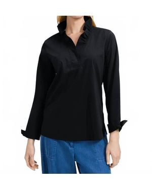 Foxcroft Tammy Poplin Long Sleeve Popover Shirt - Black