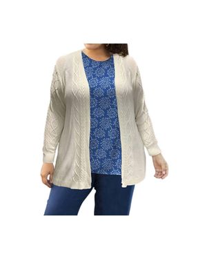 On The Plus Side Cable Duster Cardigan - Blue
