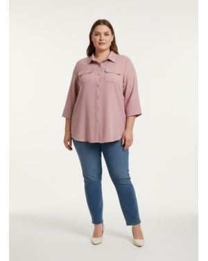 TRUEDAMES Utility Button Front Shirt Tunic - Pink