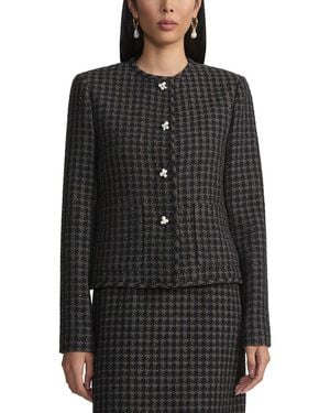 Lafayette 148 New York Pearlescent Button Collarless Wool-blend Jacket - Black