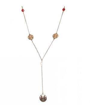 Southern Grace Baseball Charm Y Necklace - Metallic