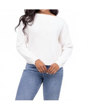 White + Warren Cashmere Ribbed Boatneck Top - White