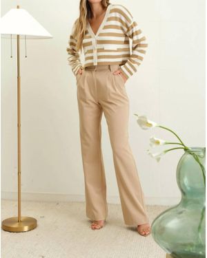 The Workshop Stripe Long Sleeve Knit Button Down Cardigan - Natural