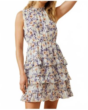Hayden LA Floral Smocked Neck Tiered Dress - White