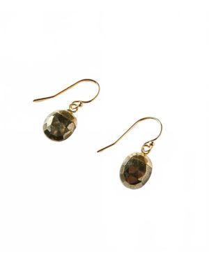 Anne Vaughan Pyrite Bezel Simple Earrings - Metallic