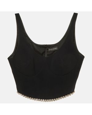 David Koma Crepe Crystal Embellished Crop Top - Black