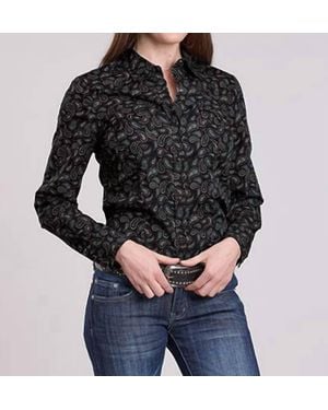 Roper Paisley Stamp Long Sleeve Shirt - Black