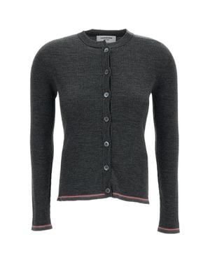 Thom Browne Rib-Stitch Merino Wool Cardigan - Black