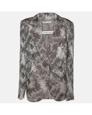 Marina Rinaldi Jacquard Single Breasted Blazer - Gray