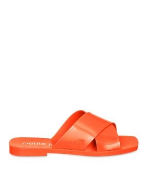 Petite Jolie Criss-Cross Strap Slide Sandals - Orange