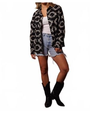 Iron & Resin Yumani Jacquard Pattern Shirt - Black