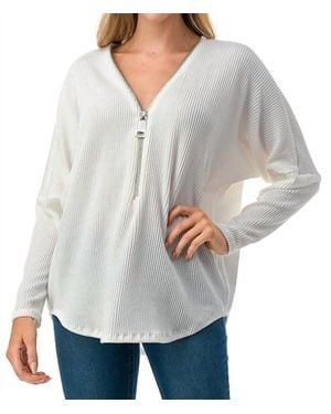 Ariella Dolman Sleeve Zipper Top - Gray