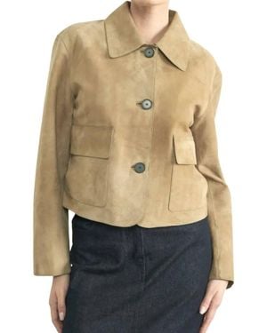 Aaron & Amber Collared Short Jacket - Blue
